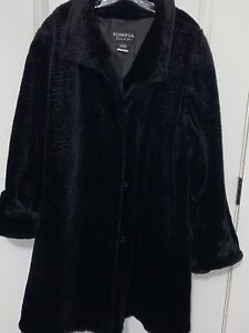 Vintage Olympia Limited Inc. Jacket 2X Black Faux Fur Long Sleeve Coat Mid Lengt