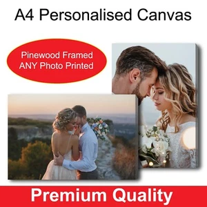 Photo Canvas Personalised A4 12" x 8" Canvas Framed Print Custom Ready to Hang - Picture 1 of 12