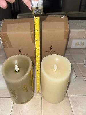 "Par de velas de llama parpadeante Luminara 6"" de alto nuevas sin controles remotos marfil y rojo NUEVO Foto 1 de 4