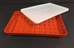 TUPPERWARE HOT DOG Keeper WITH LID 11" X 6 1/2"  Vintage Red Rust Rectangle - Picture 1 of 5