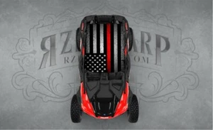 2 SEAT POLARIS RZR CAN-AM RED LINE UNIVERSAL ROOF WRAP STICKER GRAPHIC DECAL - Foto 1 di 2