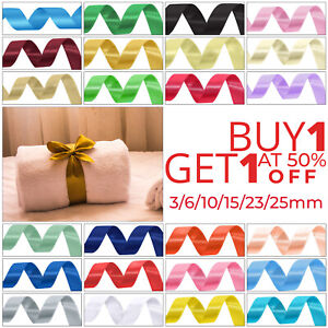Satin Ribbon 3mm 6mm 10mm 15mm 23mm 25mm Wide Double Sided 1 Metre Cut Length