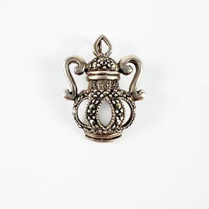 Jarrón antiguo colgante vintage de plata de ley 925 con urna de ánfora de marcasita - Imagen 1 de 3