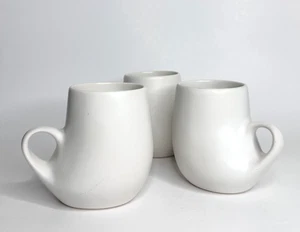 Lote de 3 tazas de té de café de porcelana Saenger, esmalte mate satinado blanco - Imagen 1 de 15