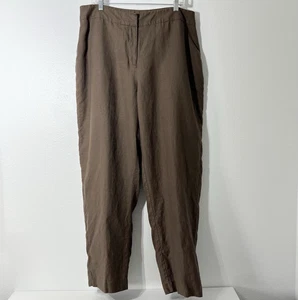 MERONA Pants Womens 18W Brown Linen Wide Leg Lined Trousers Office Workwear - Picture 1 of 11
