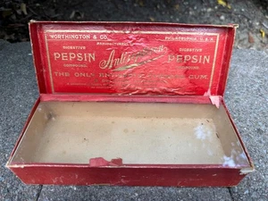 Vintage Worthington & Co. Pepsin Chewing Gum Counter Display Box w/ Glass Cover - Picture 1 of 7