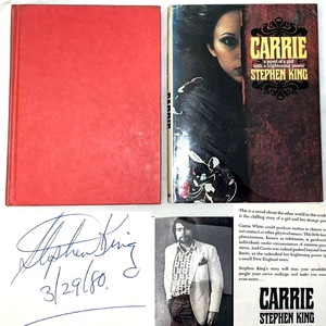 1974 CARRIE SIGNED STEPHEN KING DJ HORROR OCCULT THRILLER MAGIC RELIGION MOVIE - Picture 1 of 23