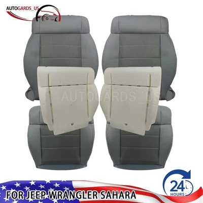 Cubierta de asiento delantero gris y cojín de espuma para Jeep Wrangler Sahara Rubicon 2008-2010 Foto 1 de 4