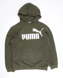 Puma Boys Green Hoodie Pullover 13-14 Years Logo Design - Picture 1 of 12