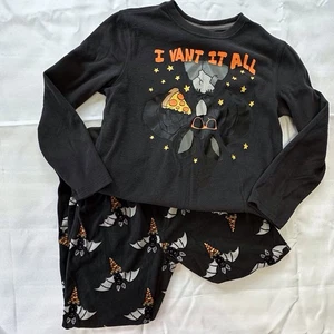 Vecchio set pigiama pile grigio scuro tema Halloween Navy ragazzi L 10-12 pipistrelli pizza - Foto 1 di 12