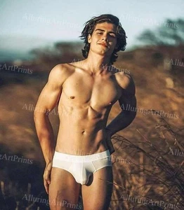 Impresión fotográfica modelo masculino desnudo delgado guapo trozo abdominales universidad - SS458 - Imagen 1 de 1