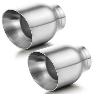Truck Exhaust Tip 2.5" Inlet 4" Outlet 5" Long Stainless Steel Weld On Polished - Picture 1 of 4