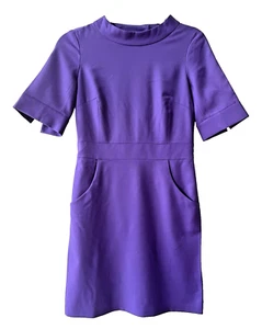 Abito donna manica corta J Crew viola stile mod taglia 0P - Foto 1 di 24