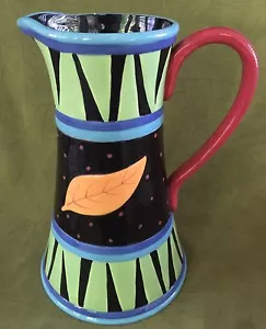Vintage BELLA CASA by GANZ ~ 11 1/2" high PITCHER hand painted with flowers - Picture 1 of 4
