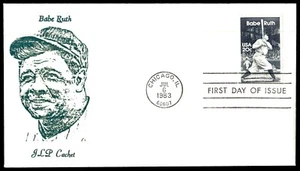 Chicago IL 1983 FDC Baseball Legende Babe Ruth erster Tag der Ausgabe JLP Cachet - Bild 1 von 2