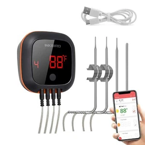 Rechargeable Bluetooth BBQ Thermometer Wireless Cooking Meat Sensor 2/4 Probe US - Picture 1 of 40
