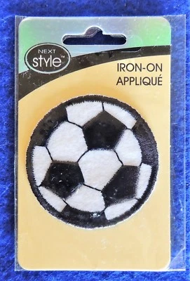 1pc Soccer Ball Iron-On Patch Applique Wrights Next Style Sports Ball ~2" NIP