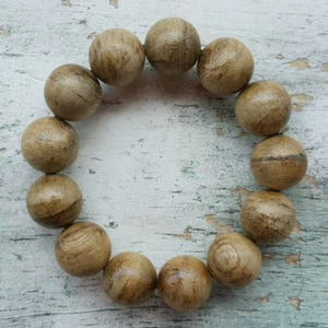 Pulsera de madera de agar Aquilaria de rayas bonitas de 18 mm 13 cuentas de madera de aloe 11 gramos #08 - Imagen 1 de 3