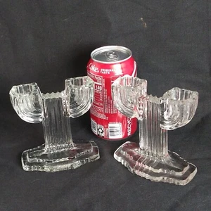 Vintage 1940s Anchor Hocking Queen Mary Art Deco Double Arm Candlestick Holder - Picture 1 of 5