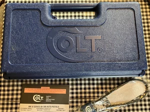 NICE COLT FACTORY BLUE HARD STORAGE CASE FOR MK SERIES 80-380 W/ MANUAL & LOCK - Picture 1 of 5