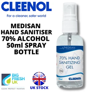 Hand Sanitiser 50ML 70% ALCOHOL Ready to Use CLEENOL MEDISAN SPRAY KILLS 99.9% - Picture 1 of 4
