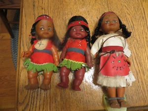 Vintage Collection 3 Native American Indian Dolls Beaded Babies B-B Hong Kong - Picture 1 of 11