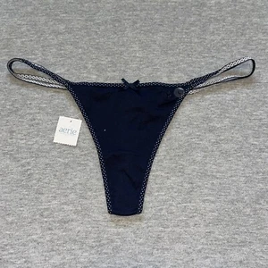NWT American Eagle Aerie Vintage Double String Strappy Thong Dark Blue Large - Picture 1 of 5