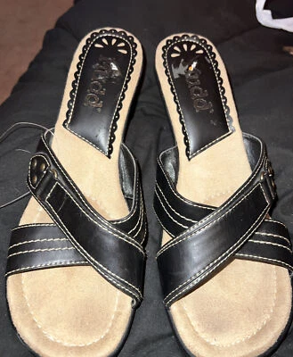 Mudd «Command» 9,5 женщин черный кожаный каблуки / сандалии/обувь - Изображение 1 из 4