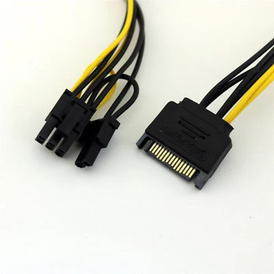 1x 20cm SATA 15 Pin Male to PCI-E Express 6+2 Pin 8Pin Video Power Adapter Cable - Image 1 of 4