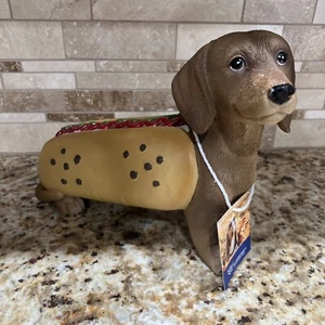 HUMANE SOCIETY 12" DACHSHUND STATUE IN HALLOWEEN HOT DOG COSTUME NWT FREE SHIP - Picture 1 of 19
