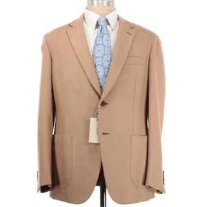 Brioni NWT Wool/Silk Sport Coat Size 54R US 44R in Solid Camel Tan Herringbone - Picture 1 of 10