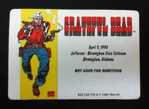 Grateful Dead Backstage Pass Birmingham Alabama 4/5/95 4/5/1995 Kid Colt Marvel - Picture 1 of 16