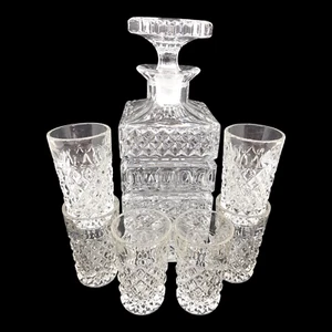 Likör Set Karaffe 6 Gläser Bleikristallglas Bohemia Tschechien Schwer Glas PbO - Bild 1 von 8