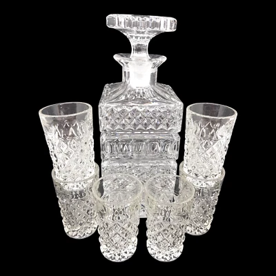 Likör Set Karaffe 6 Gläser Bleikristallglas Bohemia Tschechien Schwer Glas PbO - Bild 1 von 4