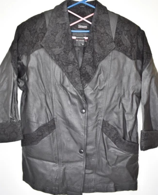 Chaqueta de cuero Wilsons cachemira gamuza occidental broches de presión para mujer M negra aislante larga Foto 1 de 4
