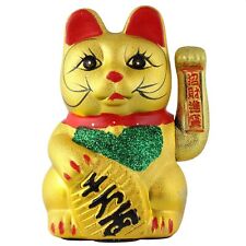 Glückskatze Winkekatze Keramik 22cm gold Maneki Neko winkende Katze Glück Shui