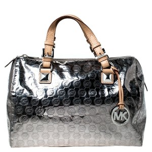 metallic silver michael kors purse