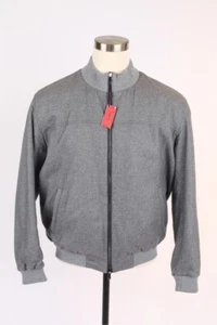 $2995 Isaia Gray 'Techno Summer' Wool Bomber Jacket Reversible Sz 56/46 NWT - Picture 1 of 8