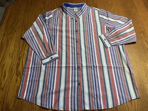 BLAIR Womens PLUS Fiesta Blue Stripe L/S SHIRT Blouse Tunic 2XL NIP - Picture 1 of 5