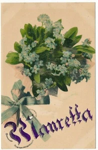 HINNRETTA Christian Name Large Glitter Letters Greetings Postcard Posted 1908 - Picture 1 of 2