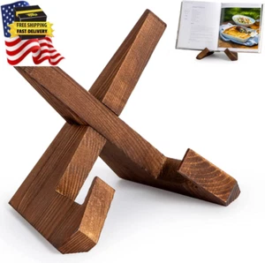 Cookbook Stand, Wooden Recipe Book Holder, Cook Book Stand for Kitchen Counter - Picture 1 of 12
