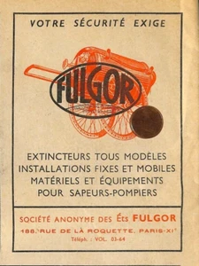 PARIS ( XI° ) EXTINCTEURS FULGOR / POMPIERS / PUBLICITÉ 1950 - Bild 1 von 1