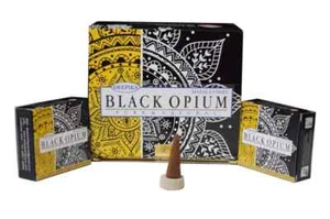 Deepika Black Opium Incense Natural Fragrance Masala Dhoop 12 Pack Each 10 Cone - Picture 1 of 4