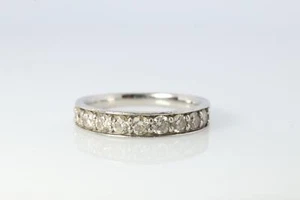 Platinum Diamond eternity band. PT900 1/2ct Half Eternity Infinty Ring. - Picture 1 of 6