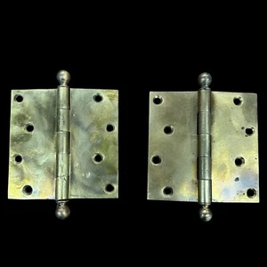 Y&T Yellow Brass Ball Tip Door Hinge Pair GA20225 - Picture 1 of 8