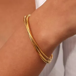 Minimalistischer Doppelschichtarmreif, offener Manschettenarmreif, Manschettenarmband, Armreifarmband. - Bild 1 von 12