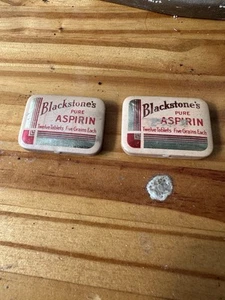 BLACKSTONES Pure ASPIRIN 5 Cent Tin Advertising Sign Pharmacy Bathroom New York - Picture 1 of 4