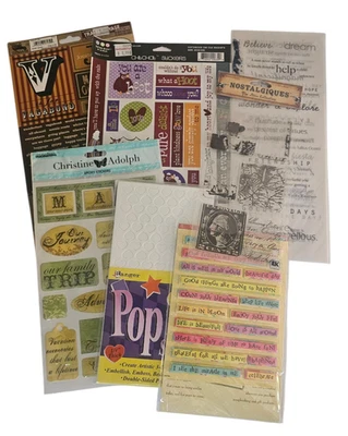 Lot of EK Success Random Stickers Scrapbook Travel Rainbow Love Hearts Map Words - Image 1 of 4