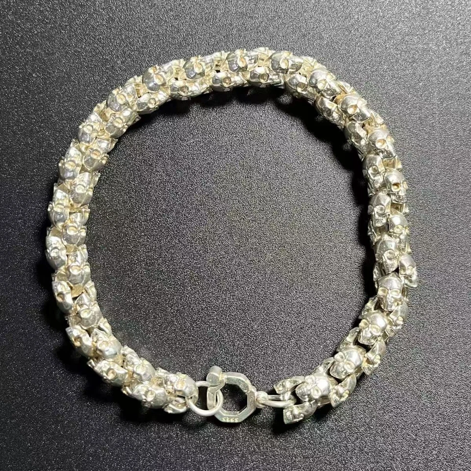 Pulsera china chapada en plata cobre blanco, pulsera de la suerte hombre Foto 1 de 4