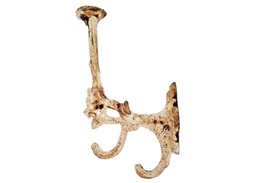 Gancho de doble capa de hierro fundido vintage montaje en pared rústico blanco herrajes de granja Foto 1 de 4